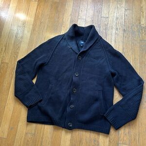 Navy Blue Shawl Collar Cardigan